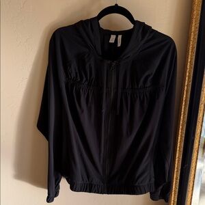 Z By Zella Light Weight Ruched Zip Front Hooded Jacket